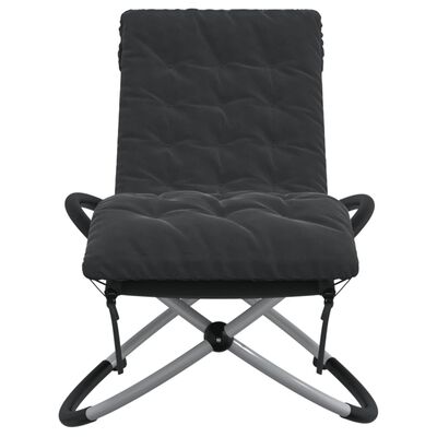 vidaXL Geometrical Sun Lounger with Cushion Black and Grey Steel