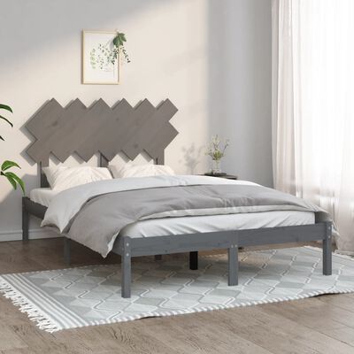 vidaXL Bed Frame without Mattress Grey 135x190 cm Double Solid Wood