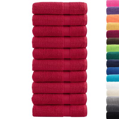 vidaXL Premium Hand Towels SOLUND 10 pcs Red 50x100 cm 600 gsm