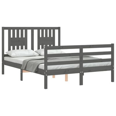 vidaXL Bed Frame without Mattress Grey Double Solid Wood