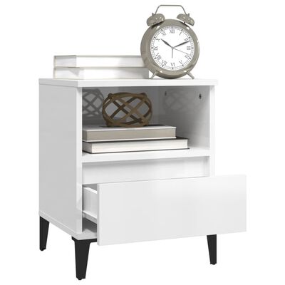 vidaXL Bedside Cabinet High Gloss White 40x35x50 cm