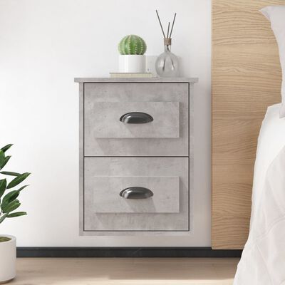 vidaXL Wall-mounted Bedside Cabinets 2 pcs Concrete Grey 41.5x36x53cm