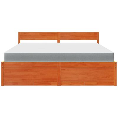 vidaXL Bed with Drawers and Mattress Wax Brown 180x200 cm Super King Solid Wood Pine