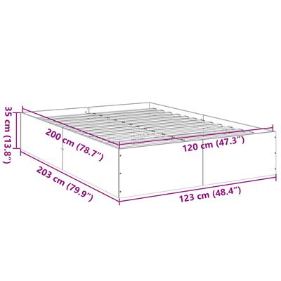 vidaXL Bed Frame without Mattress Smoked Oak 120x200 cm