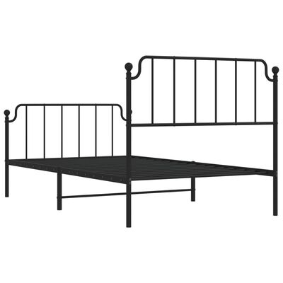 vidaXL Metal Bed Frame without Mattress with Footboard Black 107x203 cm