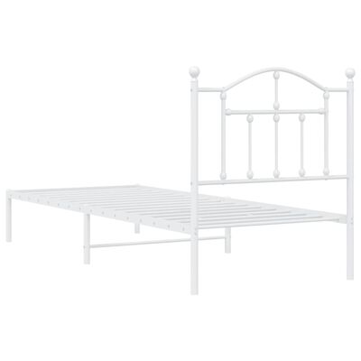 vidaXL Metal Bed Frame without Mattress with Headboard White 90x200 cm