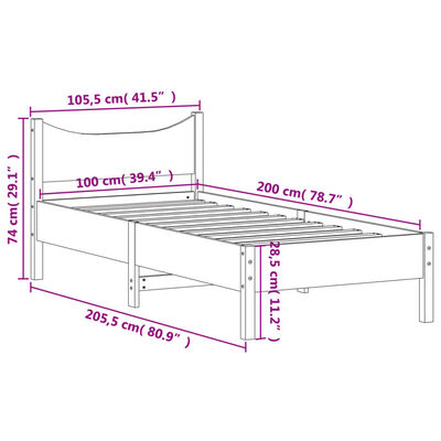 vidaXL Bed Frame without Mattress White 100x200 cm Solid Wood Pine