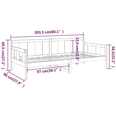 vidaXL Day Bed without Mattress Honey Brown Solid Wood Pine 90x200 cm