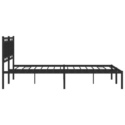 vidaXL Metal Bed Frame without Mattress with Headboard Black 183x213 cm