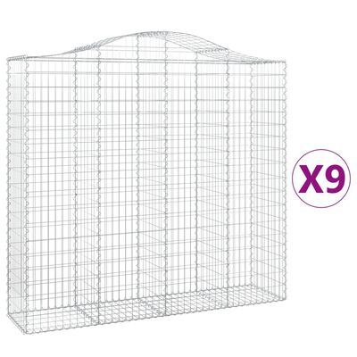 vidaXL Arched Gabion Baskets 9 pcs 200x50x180/200 cm Galvanised Iron