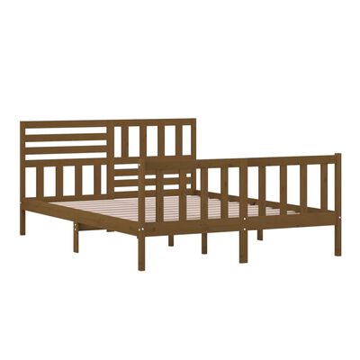 vidaXL Bed Frame without Mattress Honey Brown King Size Solid Wood