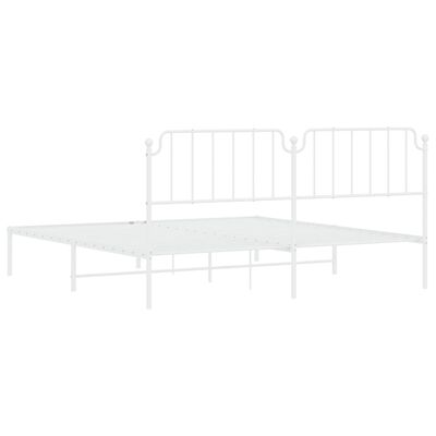 vidaXL Metal Bed Frame without Mattress with Headboard White 193x203 cm