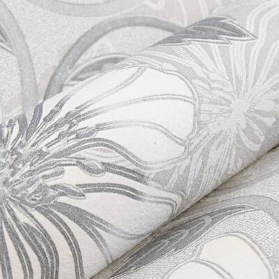 vidaXL Wallpaper 3D Flower Pattern Grey 10x0.53 m Non-woven