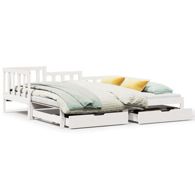 vidaXL Daybed with Trundle and Drawers without Mattress White 80x200 cm