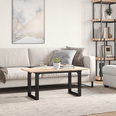 vidaXL Coffee Table O-Frame 90x40x45 cm Solid Wood Pine and Cast Iron