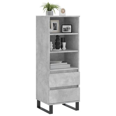 vidaXL Highboard Concrete Grey 40x36x110 cm Engineered Wood