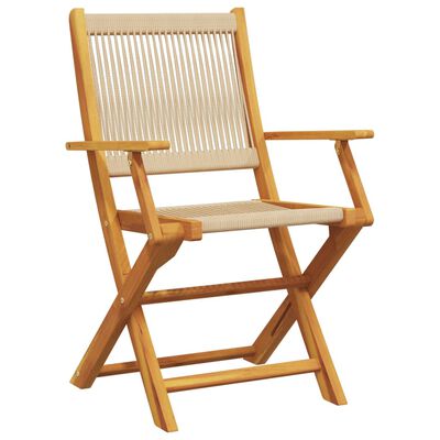 vidaXL Garden Chairs 2 pcs Beige Solid Wood Acacia and Polypropylene