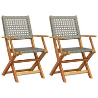 vidaXL Garden Chairs 2 pcs Grey Solid Wood Acacia and Poly Rattan