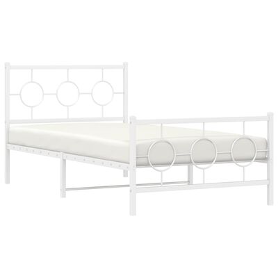 vidaXL Metal Bed Frame without Mattress with Footboard White 100x200 cm