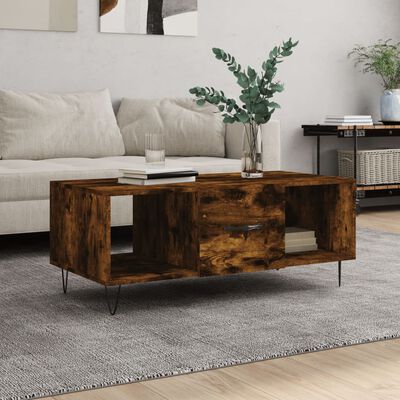 vidaXL Coffee Table Smoked Oak 102x50x40 cm Engineered Wood