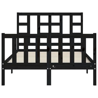 vidaXL Bed Frame without Mattress Black Small Double Solid Wood Pine