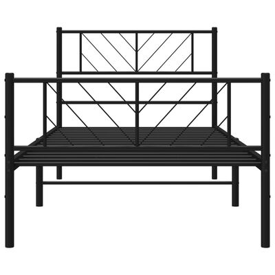 vidaXL Metal Bed Frame without Mattress with Footboard Black 100x200 cm