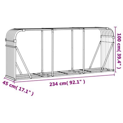 vidaXL Log Holder Anthracite 234x45x100 cm Galvanised Steel