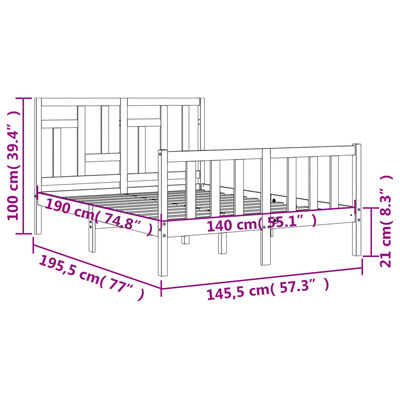 vidaXL Bed Frame without Mattress White 140x190 cm Solid Wood Pine