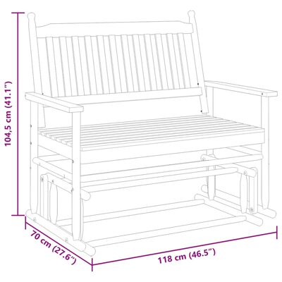 vidaXL Glider Bench Brown 118x70x104.5 cm Solid Wood Poplar