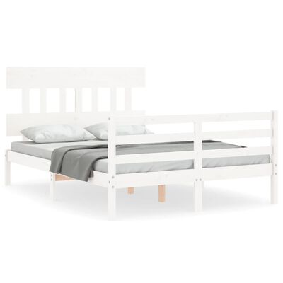 vidaXL Bed Frame without Mattress White Double Solid Wood