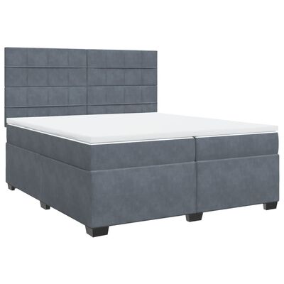 vidaXL Box Spring Bed with Mattress Dark Grey 200x200 cm Velvet