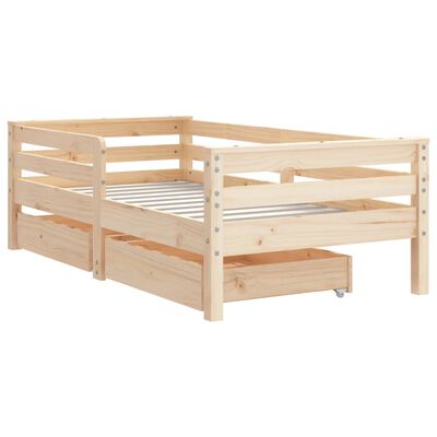 vidaXL Kids Bed Frame with Drawers 70x140 cm Solid Wood Pine