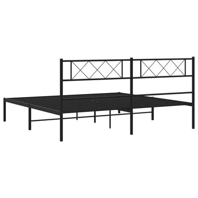 vidaXL Metal Bed Frame without Mattress with Headboard Black 193x203 cm