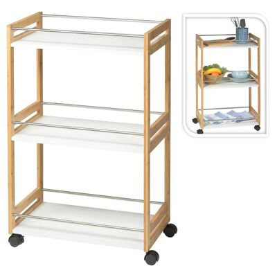 Excellent Houseware Kitchen Trolley with 3 Shelves Bamboo