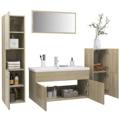 vidaXL Bathroom Furniture Set Sonoma Oak Engineered Wood