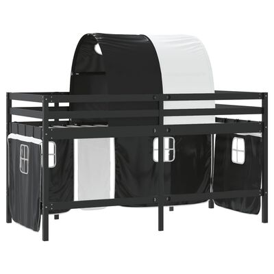 vidaXL Kids' Loft Bed with Tunnel without Mattress White&Black 90x200 cm