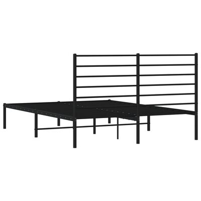 vidaXL Metal Bed Frame without Mattress with Headboard Black 160x200 cm