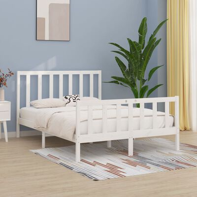 vidaXL Bed Frame without Mattress White 140x190 cm Solid Wood