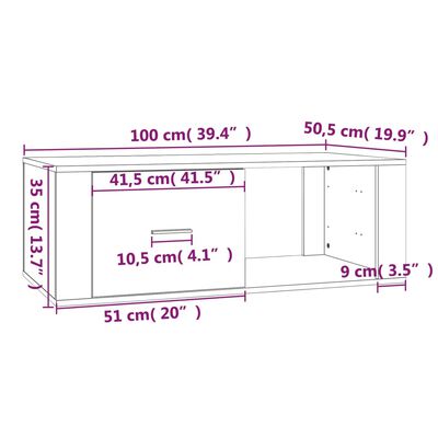 vidaXL Coffee Table Brown Oak 100x50.5x35 cm Engineered Wood