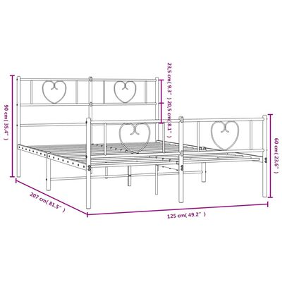 vidaXL Metal Bed Frame without Mattress with Footboard Black 120x200 cm