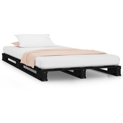 vidaXL Pallet Bed without Mattress Black Single Solid Wood