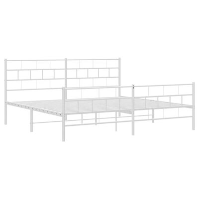 vidaXL Metal Bed Frame without Mattress with Footboard White 180x200 cm Super King