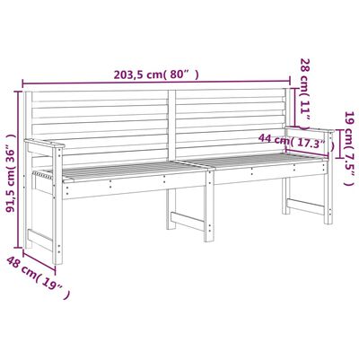 vidaXL Garden Bench Honey Brown 203.5x48x91.5 cm Solid Wood Pine