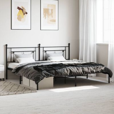 vidaXL Metal Bed Frame without Mattress with Headboard Black 200x200 cm