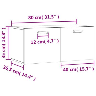 vidaXL Wall Cabinet Brown Oak 80x36.5x35 cm Engineered Wood