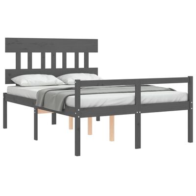 vidaXL Senior Bed without Mattress Grey Double Solid Wood