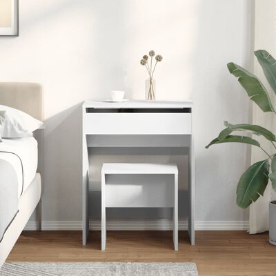 vidaXL Dressing Table and Stool White 60x40x113.5 cm