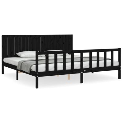 vidaXL Bed Frame without Mattress Black 200x200 cm Solid Wood Pine