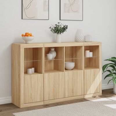 vidaXL Sideboards with LED Lights 3 pcs Sonoma Oak Engineered Wood