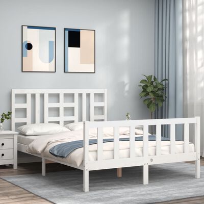 vidaXL Bed Frame without Mattress White 140x190 cm Solid Wood Pine